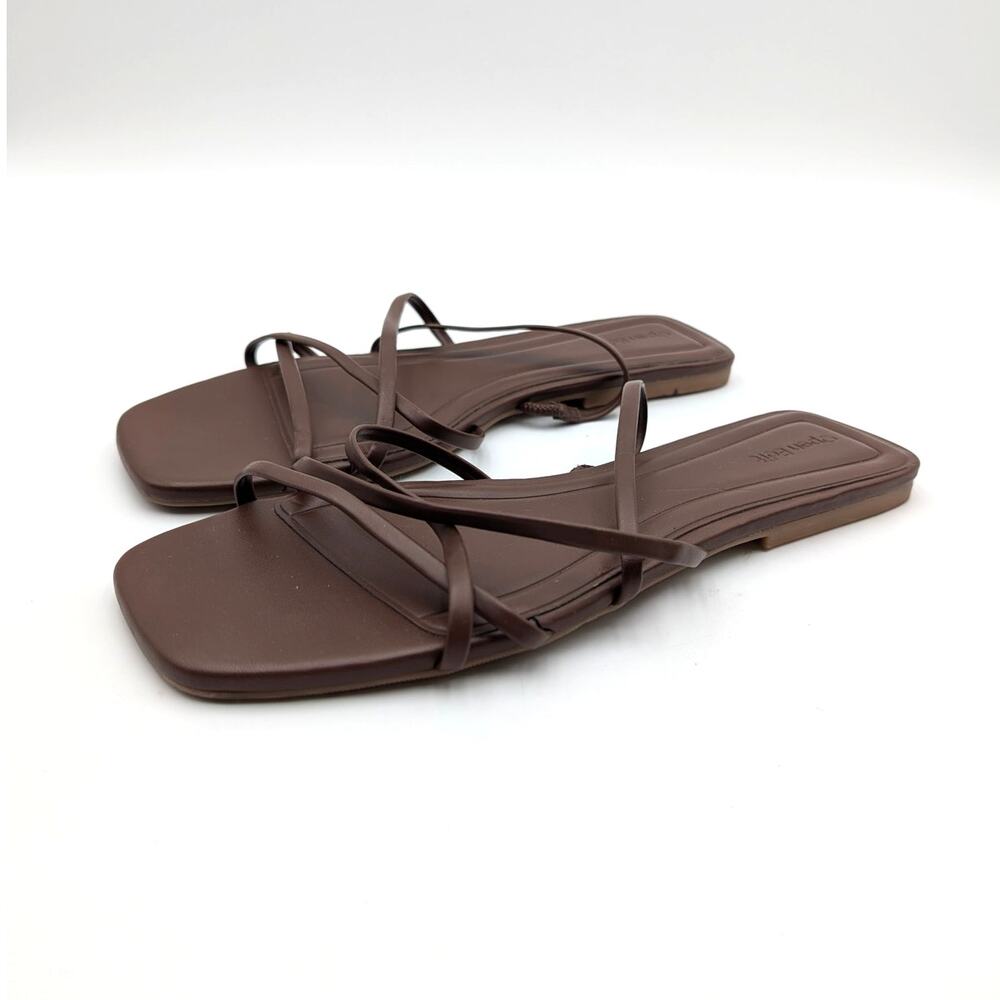 Open Edit Korva Slide Sandals Open Square Toe Womens Dark Brown Size US9.5M EU40